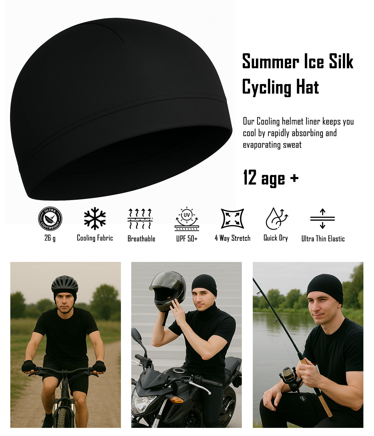 Motosiklet, Bisiklet, Koşu ve Dış Mekan Aktiviteleri için Hızlı Kuruyan Spor Şapka